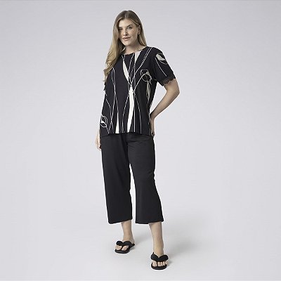 Pijama Feminino Plus Size Capri Rongeant e Preto