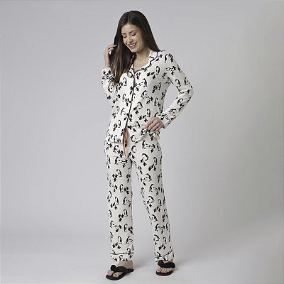 Pijama Feminino Longo Aberto Pinguim