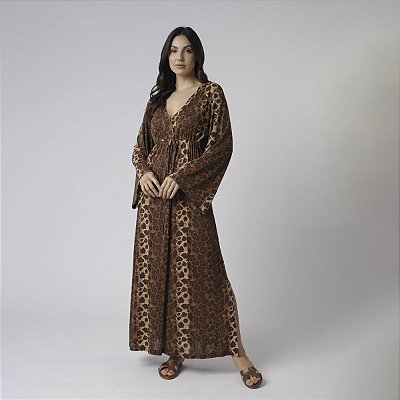 Kaftan Feminino Longo Onça Brown