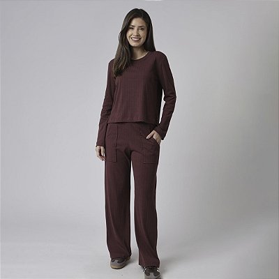 Conjunto Canelado Balance Style Bordô