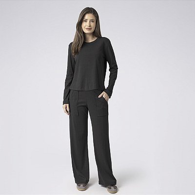 Conjunto Canelado Balance Style Preto