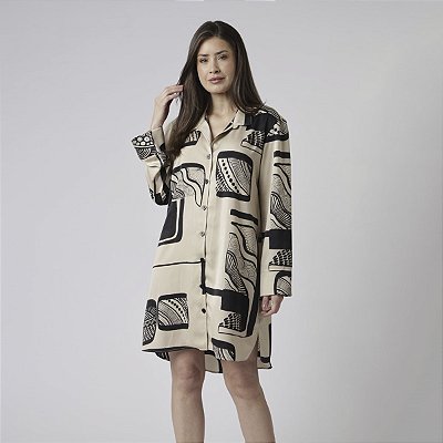 Camisão Feminino Aberto Curto Estampada Abstrato