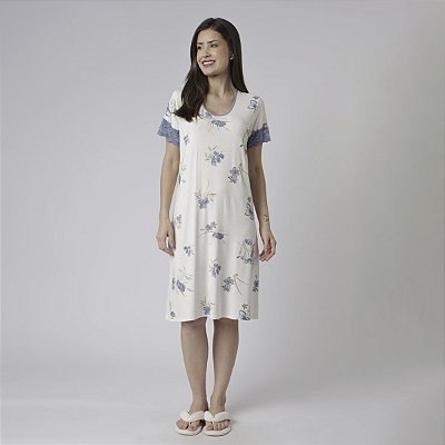 Camisão Feminino Midi Jardim Blue