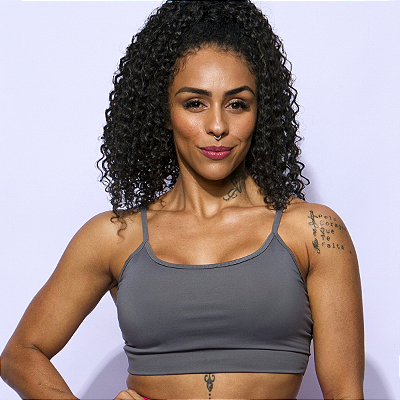 Top Girl fitness cinza grafite com alças reguláveis