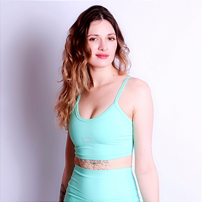 Top Fitness Basic Viés Verde Acqua