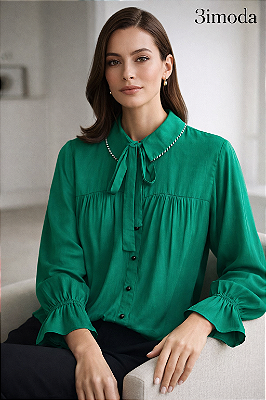 BLUSA GOLA LAÇO COM VIÉS - VERDE