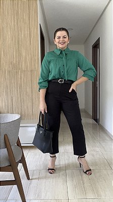 BLUSA GOLA LAÇO COM VIÉS - VERDE