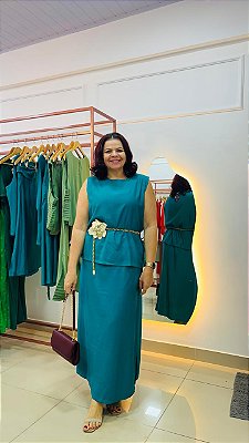 SAIA RETA COM PESPONTO LINHA PLUS - VERDE ESMERALDA