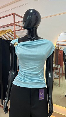 BLUSA ASSIMETRICA COM TRANSPARENCIA