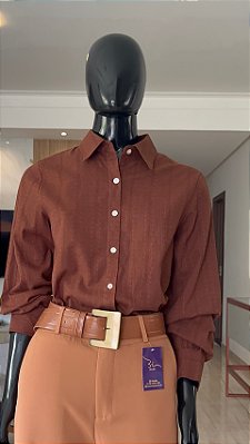 CAMISA SOCIAL ALGODÃO TEXTURIZADA - MARROM