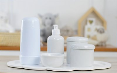 Kit Porcelanas Bebê Bandeja Nuvem Térmica 250ml Potes Barato
