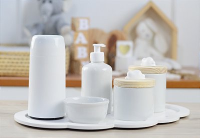 Kit Higiene Bebê Bandeja Nuvem Mini Térmica Porcelanas