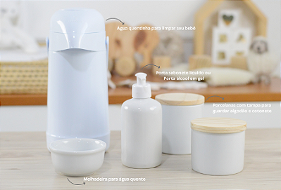 Kit Higiene Bebê Pote Porcelana Tampa Pinus Térmica Promoção