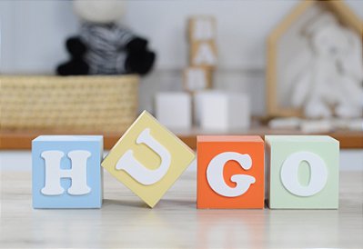 Kit 04 Cubos Branco Bebê Maternidade Nome Decoração Bancada