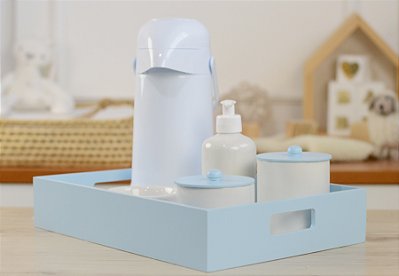 Kit Higiene Porcelana Bebê Azul Termica Limpeza - Azul