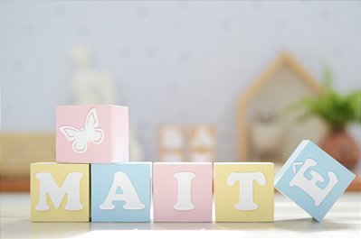 Kit 06 Cubos Branco Decoração Nome Bebê Maternidade Nicho