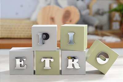 Kit 06 Cubos Prata Espelho Decora Bebê Bancada Infantil Off