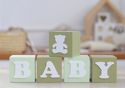 Kit 05 Cubos Branco Decoração Infantil Bancada Nome Bebê
