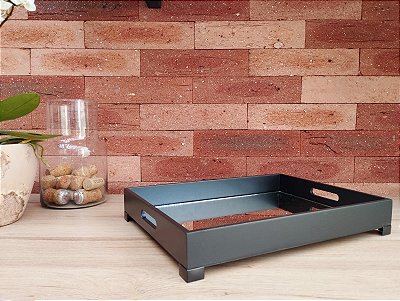 Bandeja Home Hall Preta Luxo Bar Gourmet Bebida