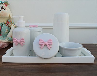 Kit Higiene Porcelana Bebê Maternidade Baby Bancada Coroa Meninas Bancada