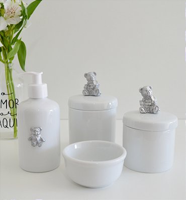 Kit Higiene Porcelana Unissex Maternidade Bebê Decoração Temas Bancada