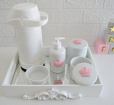 Kit Higiene Bebê Porcelana Térmica Quarto K028 Coroa