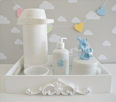Kit Higiene Bebê Porcelana Térmica Quarto K028 Cavalo