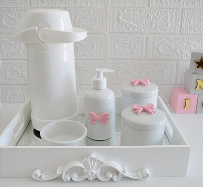 Kit Higiene Bebê Porcelana Térmica Quarto K028 Laço