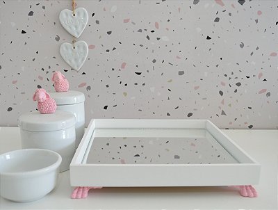 Kit Higiene Porcelana Bebê Bandeja Maternidade Ovelha