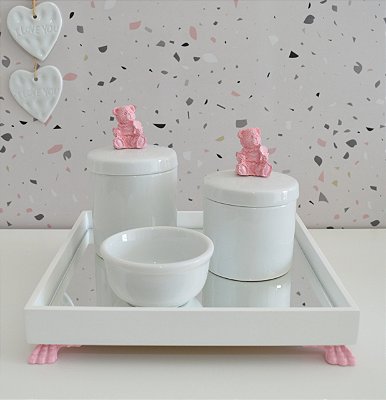 Kit Higiene Porcelana Bebê Bandeja Maternidade  Ursa