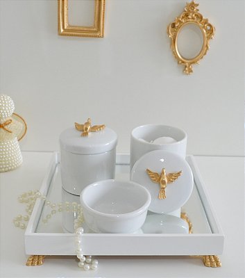 Kit Higiene Porcelana Bebê Bandeja Maternidade Divino