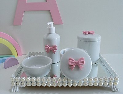 Kit Higiene Bebe Bandeja Perola Saboneteira Gel Promocional