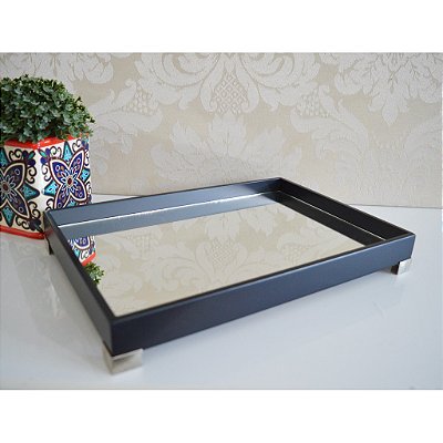 Bandeja Luxo Bancada Lavabo Multiuso B086 Preto Prata