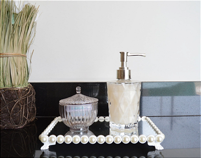 Bandeja Pérola Essência Moderna Banheiro Sala B087 Branca