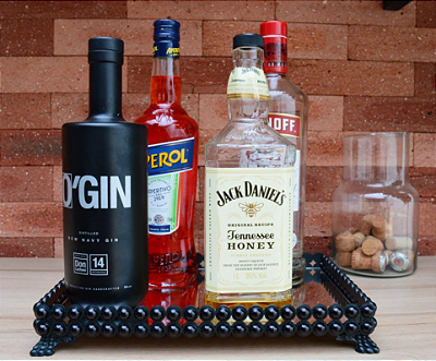 Bandeja Espelho Pérola Decora Elegante Fina Bar B088 Preto