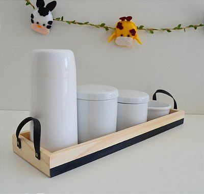 Kit Higiene Porcelana Bebê Pinus C/alça Faixa Cores Bancada Decoração