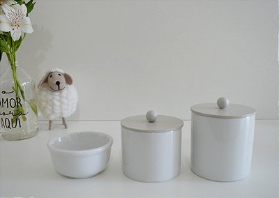 Kit Higiene Branco Bebê Porcelana Unissex Colorido Banho