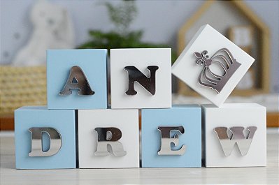 Kit 07 Cubos Prata Criança Maternidade Decor Nicho Bancada