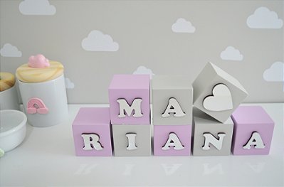 Kit 10 Cubos Prata Enfeite Bebê Quarto Infantil Parede Nicho