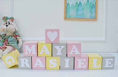 Kit 13 Cubos Branco Letrinha Bebê Decoração Nicho Quarto Bebê