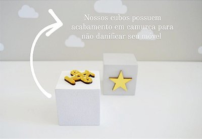 Kit 14 Cubos Dourado Letrinha Bebê Decoração Nicho Quarto Bebê