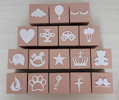 Kit 15 Cubos Branco Letrinha Bebê Decoração Nicho Quarto Bebê