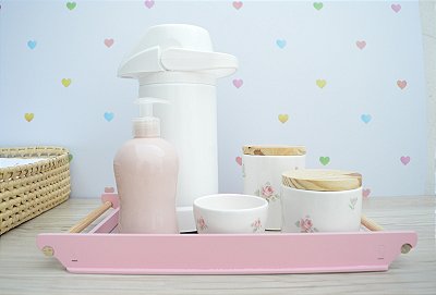 Kit Higiene Porcelana Montessoriano Meninas Cerâmica Flor Jardim Térmica - PROMOÇÃO
