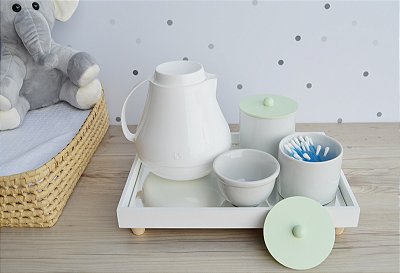 Kit Higiene Porcelana Bebê Unissex Maternidade Meninos Verde Bebê Térmica