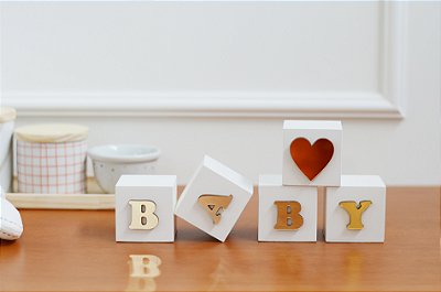 Kit 05 Cubos Branco Dadinho Infantil Baby Bancada Chá Bebê