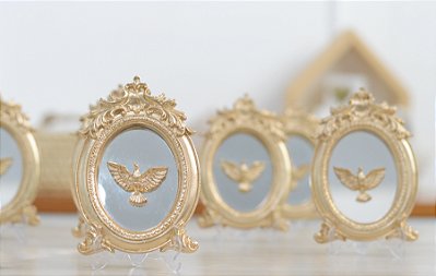 Kit com 10 Lembrancinhas Dourado Batizado Nascimento Festa Divino Espirito Anjinho Espelho