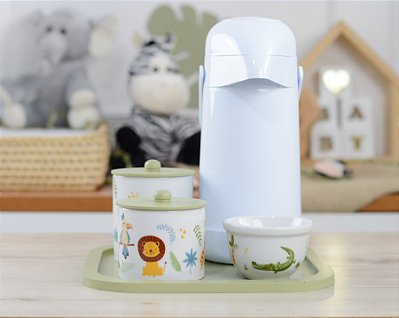 Kit Higiene Porcelana Bebê Cuidado Safari Térmica Leão