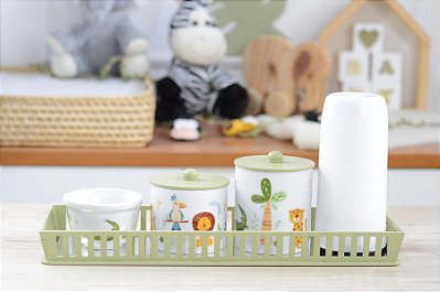 Kit Higiene Bebê Safari Leão Maternidade Menino Térmica Bancada