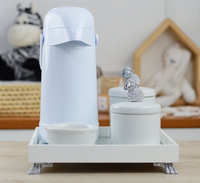 Kit Higiene Porcelana Maternidade Prata Meninas Meninos Temas Garrafa Térmica Bebê