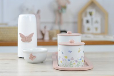 Kit Higiene Porcelana Bebê Maternidade Jardim Borboleta Cuidado Meninas